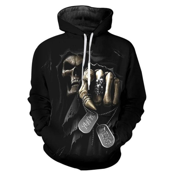Fashion Hoodie Sweatshirts Men Womens Hoodies Long Sleeve Skull Punisher Grim Reaper 3D Print Hip